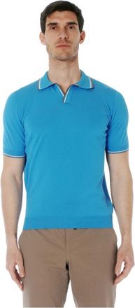 Gran Sasso Polo met kraag en tweekleurige profielen - Heren - Polos - Blauw - M - Tops