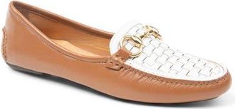 Patricia Green Kim Horsebit Woven Loafer in Cognac/White at Nordstrom, Size 7.5