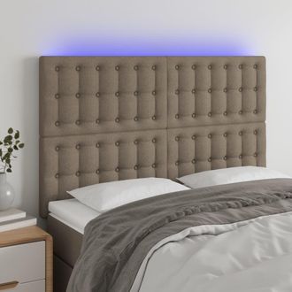vidaXL Cabecero Con Luces Led Tela Gris Taupe 144x5x118/128 Cm Vidaxl