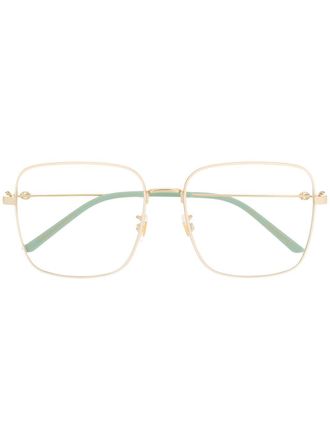 Gucci square shaped glasses - unisex - Metal (Other)/Acetate - 56 - Gold