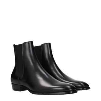 Celine Mens Black Leather Ankle Boots