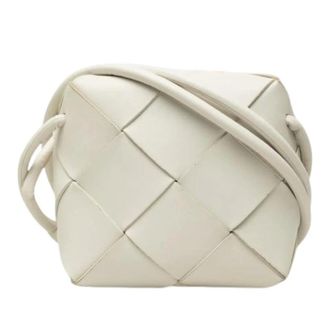 Bottega Veneta Pre-owned Maxi Intrecciato Leren Schoudertas - Dames - Pre-owned - Wit - Maat: ONE Size Leer