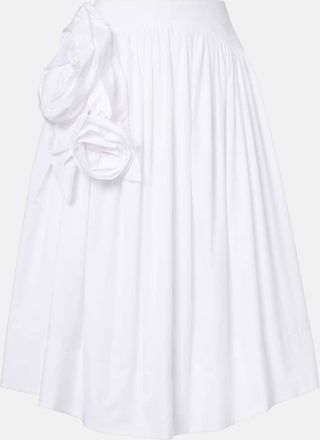 Simone Rocha Floral-appliqu&eacute; cotton poplin midi skirt