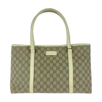Gucci Pre-owned Tote Bags, female, Beige, Size: ONE SIZE Pre-owned GG Supreme Canvas Leather 2way Tote Bag