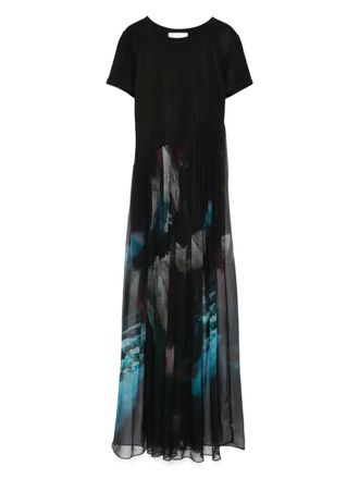 Quetsche Maxi-jurk met abstracte print - Zwart