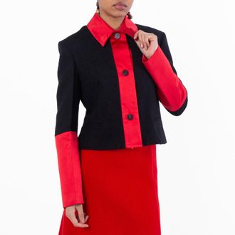 Ferragamo Colorblock Cropped Jacket, Brand Size 44 ( US Size 10 )