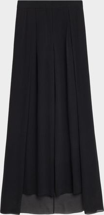 Alberta Ferretti Georgette Wide-Leg Train Pants