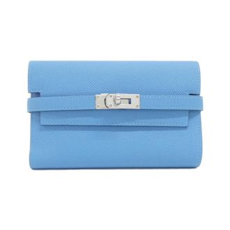 Herm&egrave;s Blue Epsom Leather Wallet (Tri-Fold) (Pre-Owned)