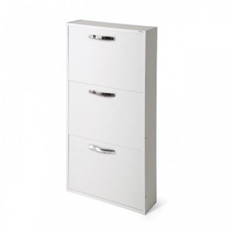 OEM Zapatero Slim De Fresno Blanco En Madera De Melamina 3 Solapas 108x65x15 Cm