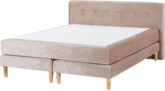 Beliani Divan Bed Velvet MARQUISE 160 x 200 cm (EU King Size) Beige