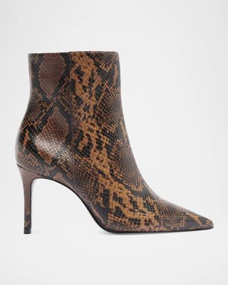 Schutz Mikki Snake-Print Leather Ankle Boots