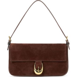Staud Harlow Suede Shoulder Bag in Mahogany at Nordstrom