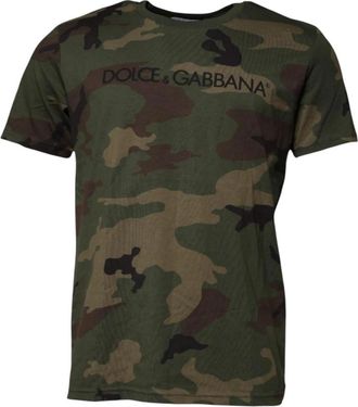 Dolce & Gabbana Camouflage Logo Crew Neck T-shirt Multicolor - Heren - T-shirts - Veelkleurig - S - Katoen - Tops