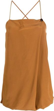 Alysi square-neck silk top - women - Silk - 40 - Brown