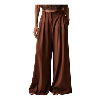 Ermanno Scervino Palazzo broek met plooien - Dames - Broeken - Bruin - Maat: M Zijde