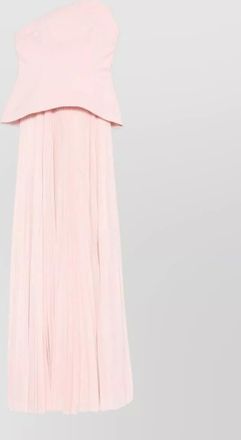 Solace London pleated strapless asymmetric peplum maxi dress