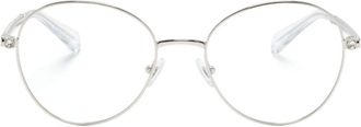Swarovski crystal-embellished round-frame glasses - women - Metal/Swarovski Crystal - 54 - Silver