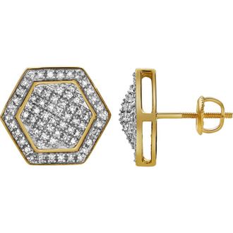 LuvMyJewelry Anseio 10K Yellow Gold Diamond Unisex Earrings - 0.44 Cts at Nordstrom