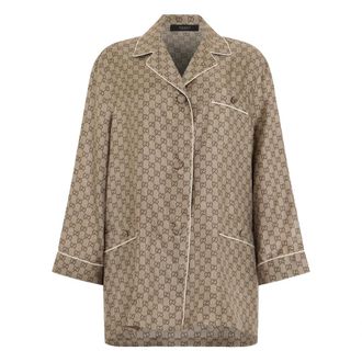 Gucci Dames, Blouses & Shirts, Bruin, Maat: XS Zijde
