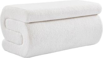 Sweeek Banco de dise&ntilde;o con revestimiento borreguito, 1-2 plazas, crema