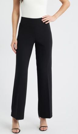 Anne Klein High Waist Pull On Wide Leg Pants in Anne Black at Nordstrom, Size Xx-Small