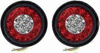 OEM Juego De 2 Luces Traseras Redondas Bicolor (rojas Y Blancas) De 16 Led Para Cami&oacute;n, Con Anillo De Goma