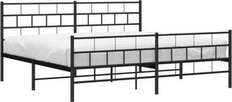 vidaXL Estructura cama sin colchón con estribo metal negro 183x213 cm Vidaxl