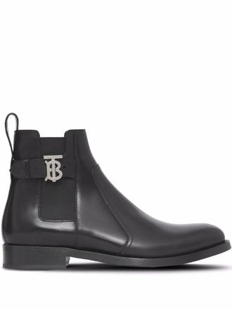 Burberry Stivali Chelsea con monogramma - Nero
