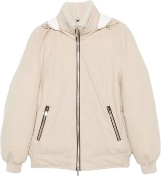 Brunello Cucinelli Bonded Wool Flannel Down Jacket - Heren - Jassen - Beige - L - Wol - Jassen