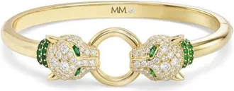 Melinda Maria Jaguar Cubic Zirconia Cuff Bracelet in Gold-White at Nordstrom, Size 7