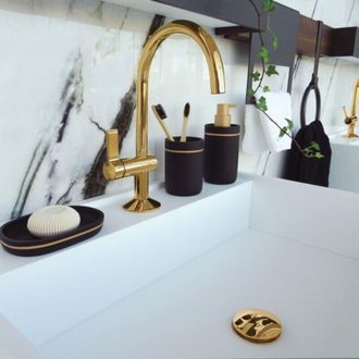 Spirella Spirella - Set De 3 Accesorios De Ba&ntilde;o Bly Black & Gold