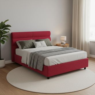 Dmora Cama Doble Bedero, Incluye Colch&oacute;n, Desenfundable Made In Italy, Contenedor, Rojo
