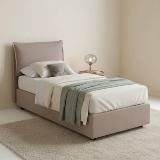 Dmora Dmora - Cama Individual Dmosco, Cama Contenedor Con Revestimiento De Tela, 100% Made In Italy, Apertura Frontal, Adecuado Para Colch&oacute;n 80x190 Cm, T&oacute;rt