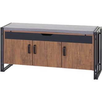 Hhg Panca panchina industriale da interni 110cm HHG 159 metallo legno mdf colore rovere