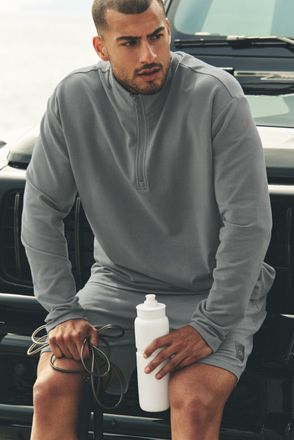 Alo | Double Take Long Sleeve 1/4 Zip Top in Monument, Size: Medium