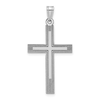 Diamond2Deal 14k White Laser Etched Cross Charm