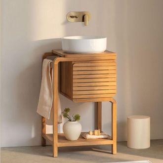 Sklum Conjunto De Mueble De Ba&ntilde;o En Madera De Teca Bradley Sklum