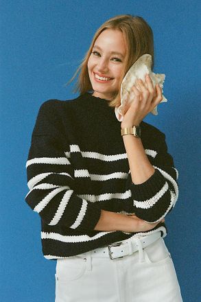 Maeve Embroidered Turtleneck Sweater