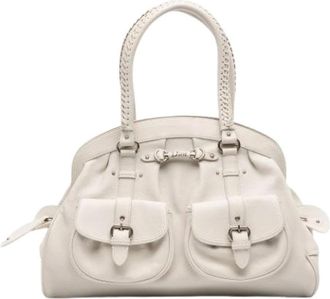 Dior Pre-owned Handbags, female, White, Size: ONE SIZE Pre-owned Vintage Leather Handbag