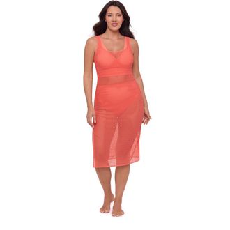 S3 Front Slit Crochet Coverup Dress in Watermelon at Nordstrom, Size X-Large