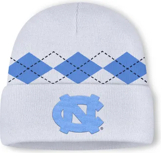 Nike Mens North Carolina Utility Argyle Jordan Brand College Cuffed Beanie in White | JC4C10ANCN-5NQ
