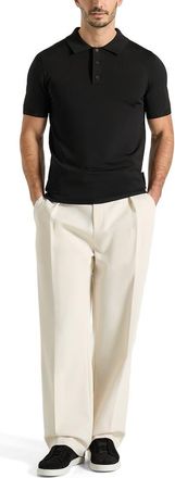 Mani&egrave;re De Voir Bryn Luxe Knitted Polo Top in Black at Nordstrom, Size X-Small
