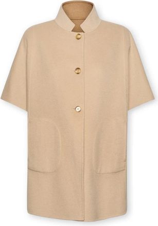 Elena Miro Dubbel Wolmix Cape - Dames - Mantel - Beige - S - Wol - Jassen