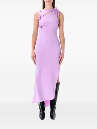 Coperni rose-appliqu&eacute; midi dress - women - Recycled Polyamide/Elastane - M - Purple
