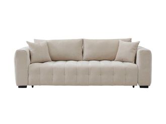 VENTE-UNIQUE.COM Sof&aacute; cama poli&eacute;ster 3 plazas beige 240x97cm