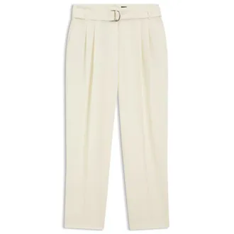 BOSS Tapered-fit pants in Japanese crepe with belt