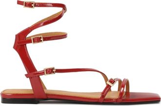 Kazar Platte Sandalen - Dames - Sandalen - Rood - 36 EU - Leer - Schoenen