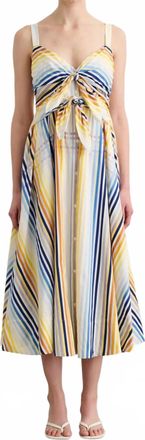 Toccin Wren Double Tie Front Midi Dress In Blue Multi