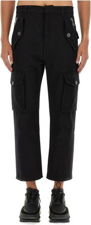 Balmain Cargobroek met ritszakdetail - Heren - Straight fit broeken - Zwart - L - Katoen - Broeken