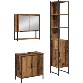 vidaXL Vidaxl - Juego De Muebles De Ba&ntilde;o 3 Pcs Marr&oacute;n 33 X 33 X 185.5 Cm